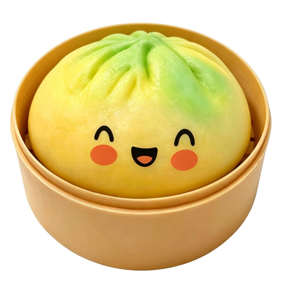 DOWMOO Gradient Green Steamed Bun Shape Squeeze Toy with Steamer Box Stress Relief Toy for Adult Kids