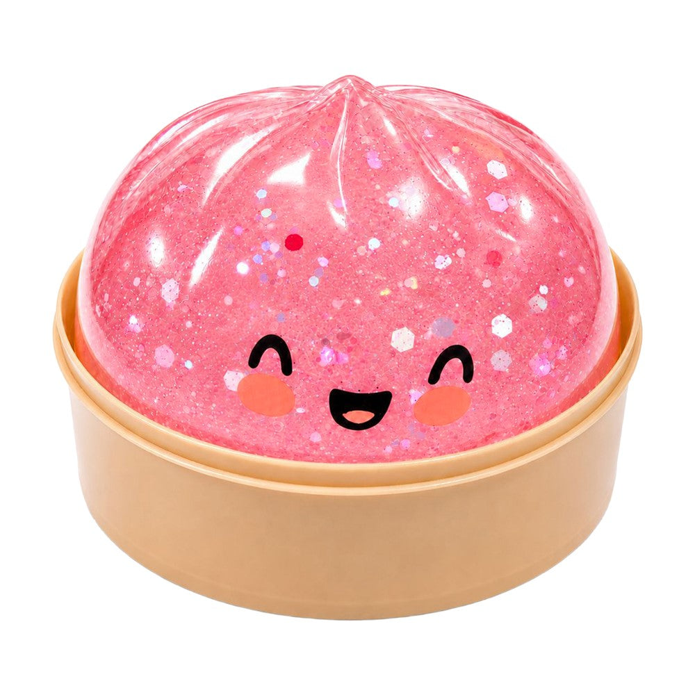 DOWMOO Transparent Pink Steamed Bun Shape Squeeze Toy with Steamer Box Stress Relief Toy for Adult Kids