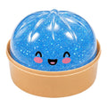 DOWMOO Blue Sequins Steamed Bun Shape Squeeze Toy with Steamer Box Stress Relief Toy for Adult Kids