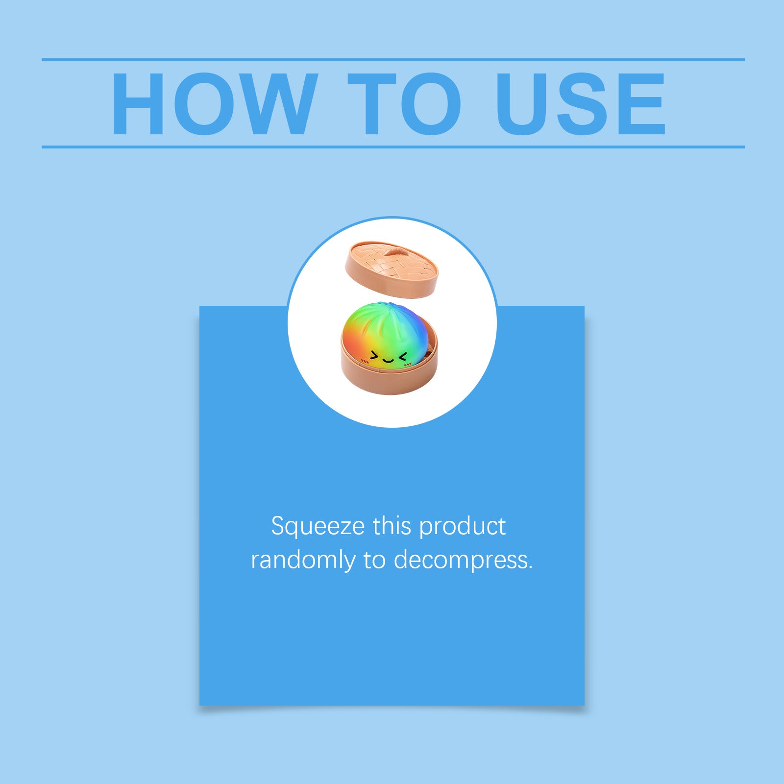 DOWMOO Rainbow Steamed Bun Shape Squeeze Toy with Steamer Box Stress Relief Toy for Adult Kids