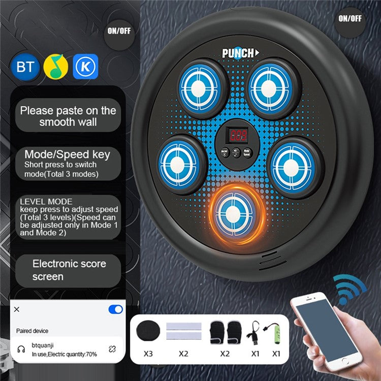 SJL3610 Music Boxing Target for Kids Bluetooth-compatible Rhythm Punching Smart Scoring Reaction Traine