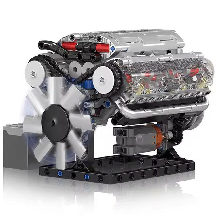 10088 V8 Engine Model Kit with Electric Power DIY Assembly Educational Toy for Kids  /  Car Enthusiasts