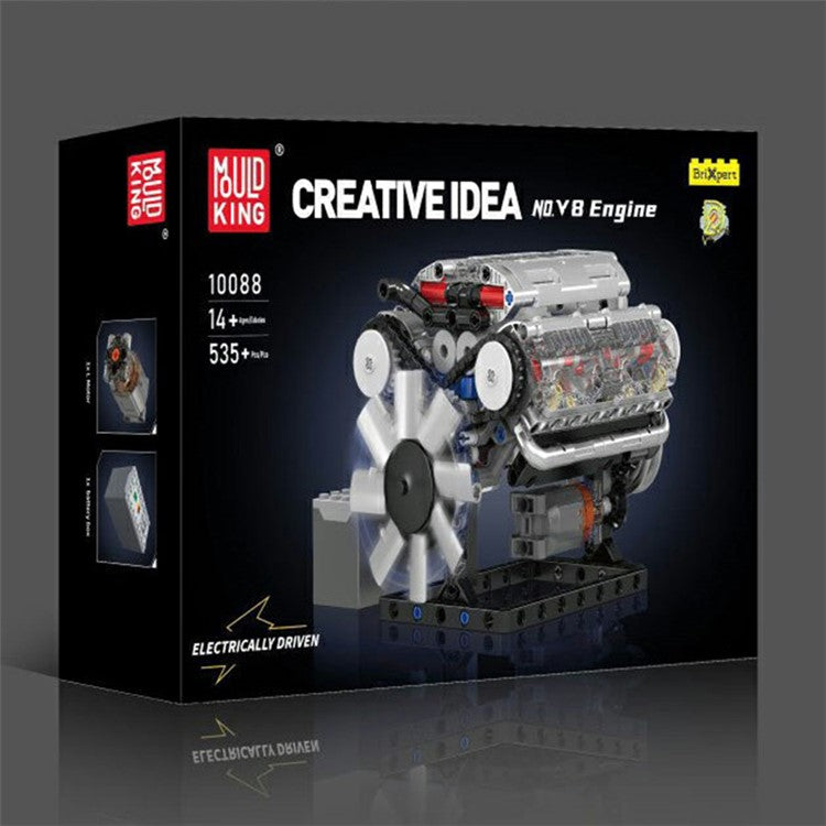 10088 V8 Engine Model Kit with Electric Power DIY Assembly Educational Toy for Kids  /  Car Enthusiasts
