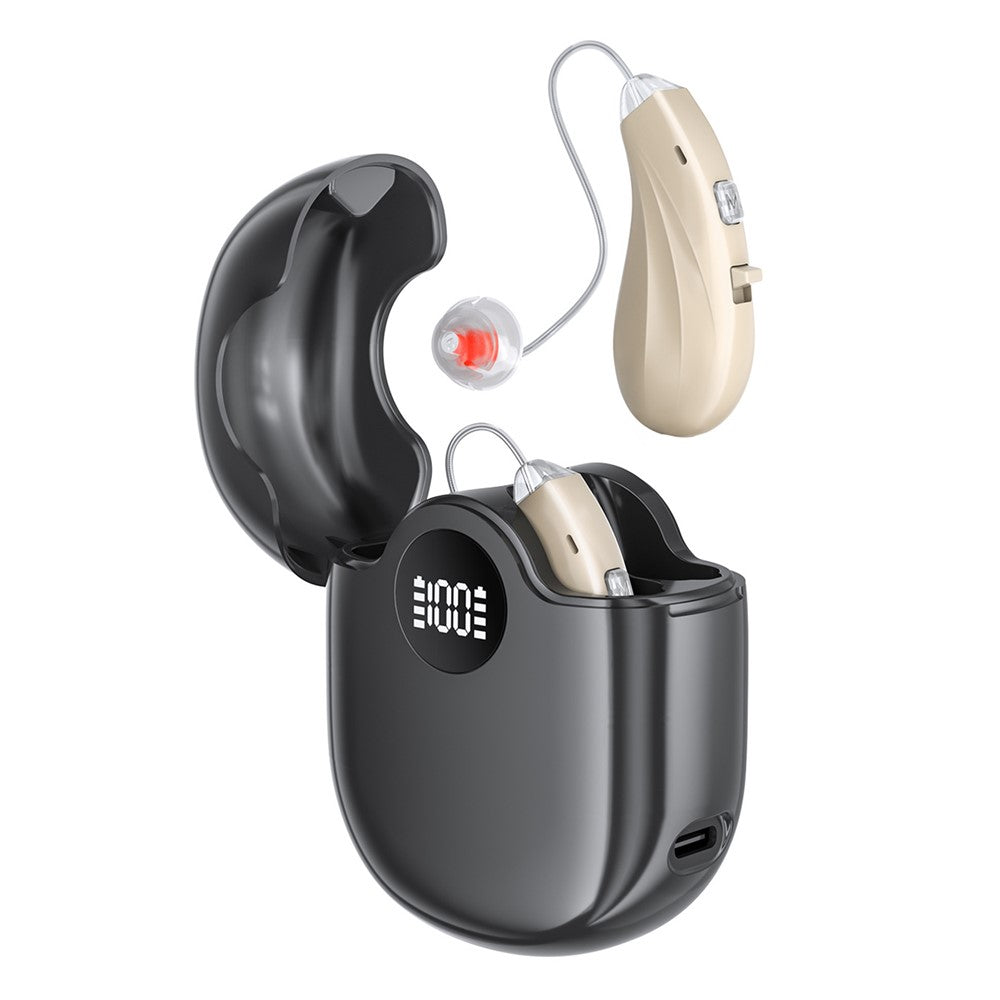 GM-362 RIC Invisible Hearing Aid Rechargeable Behind-the-Ear 16-Channel Digital Voice Sound Amplifier with Charging Case for Elderly