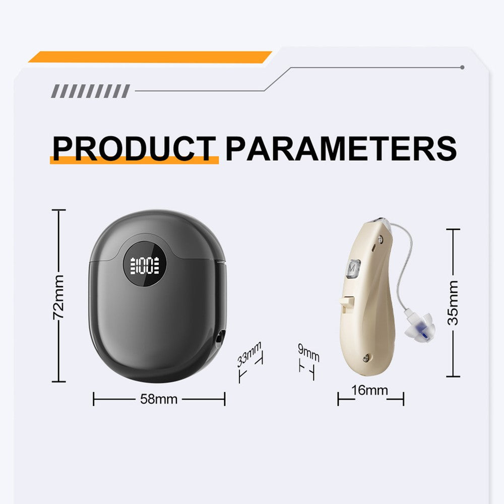 GM-362 RIC Invisible Hearing Aid Rechargeable Behind-the-Ear 16-Channel Digital Voice Sound Amplifier with Charging Case for Elderly