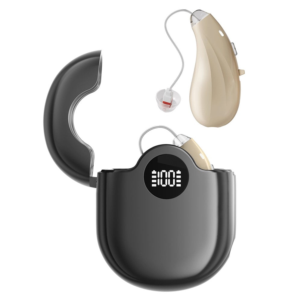 GM-362 RIC Invisible Hearing Aid Rechargeable Behind-the-Ear 16-Channel Digital Voice Sound Amplifier with Charging Case for Elderly