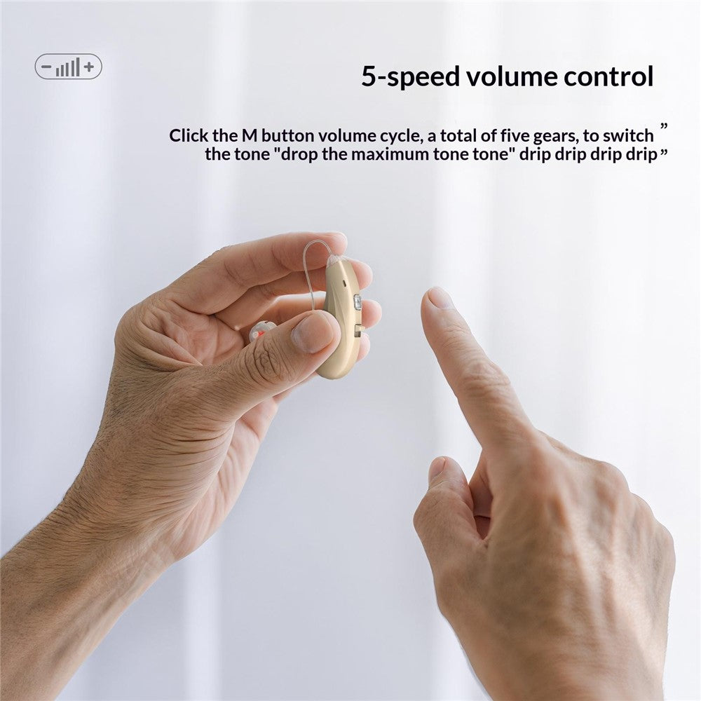 GM-362 RIC Invisible Hearing Aid Rechargeable Behind-the-Ear 16-Channel Digital Voice Sound Amplifier with Charging Case for Elderly