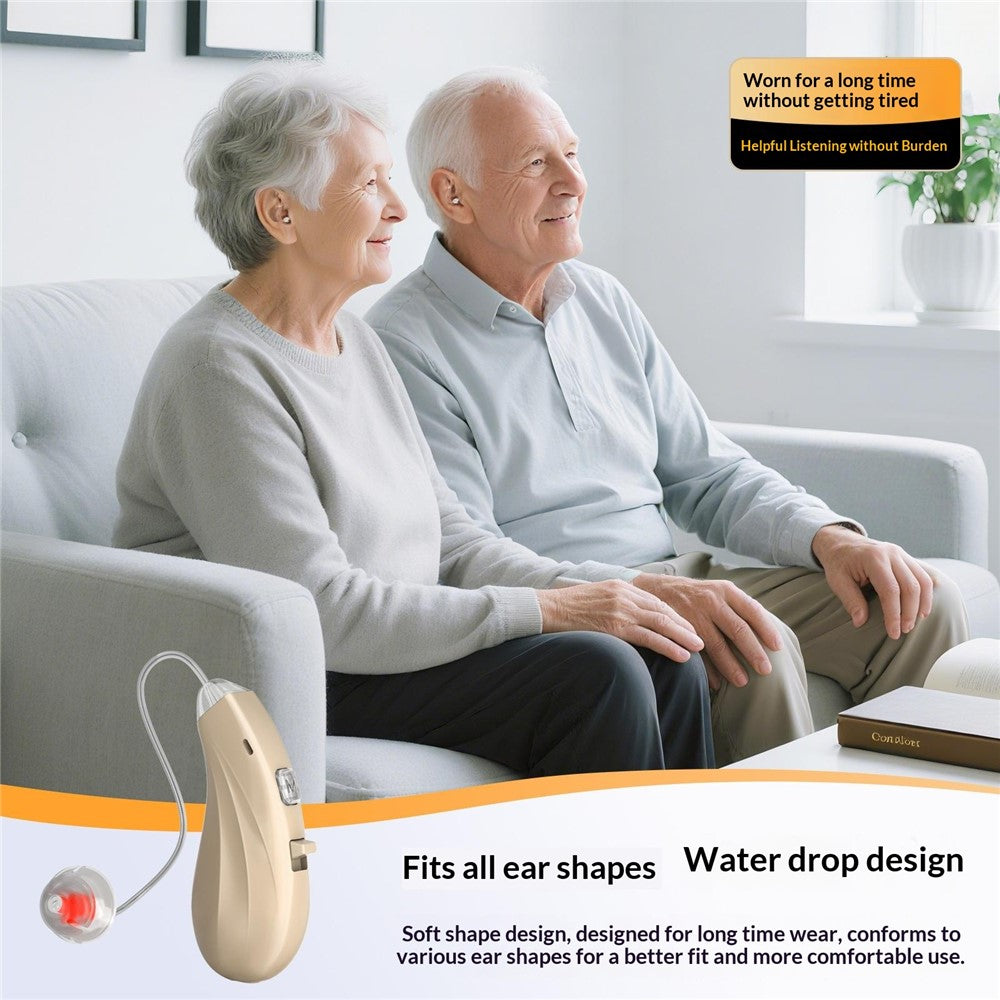 GM-362 RIC Invisible Hearing Aid Rechargeable Behind-the-Ear 16-Channel Digital Voice Sound Amplifier with Charging Case for Elderly