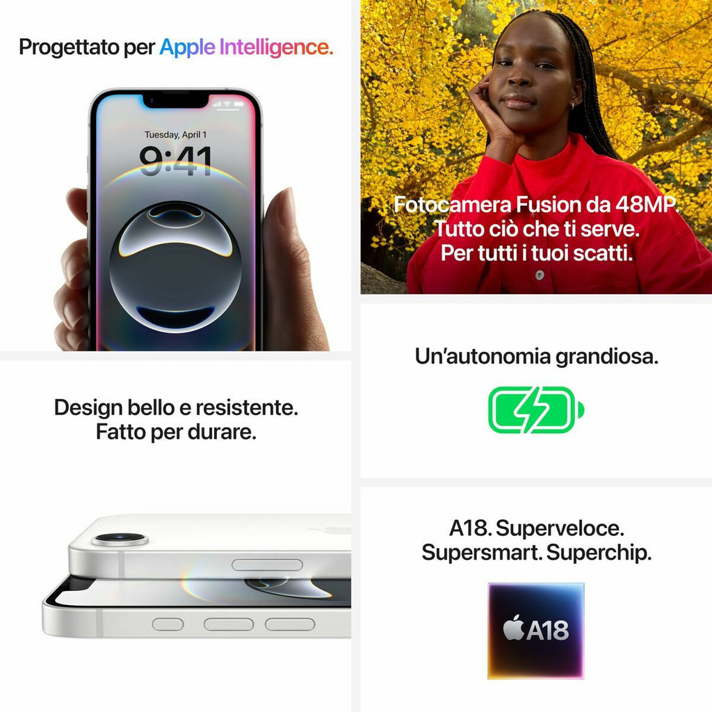 Apple Smartphone Apple Iphone 16E 6,1" Hexa Core 8 Gb Ram 128 Gb Svart