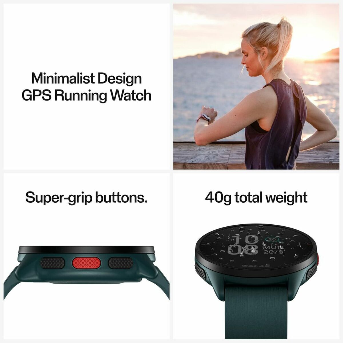 Smartklocka med stegräknare för löpning Polar Pacer 45 mm Grön
