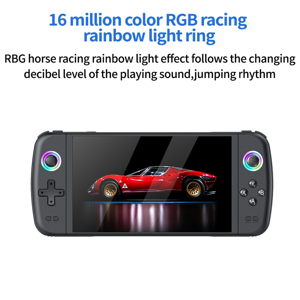 M27 7 Inch IPS Screen Handheld Game Console HD Output 20000+ Classic Games RGB Lighting Gamepad, with 64GB TF Card