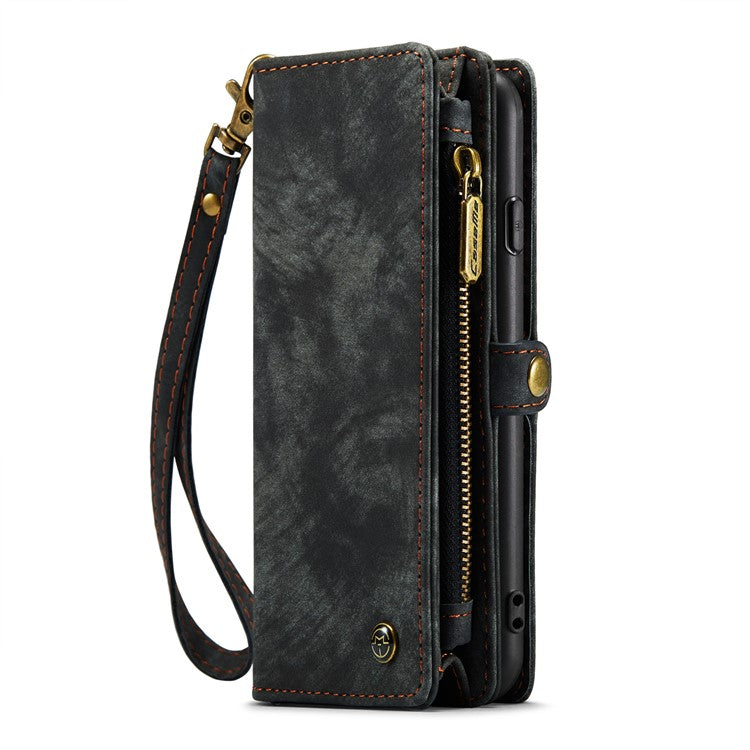 CASEME 008 Series Protective Cover for iPhone XR 6.1 inch, 2-in-1 Multi-slot Wallet Vintage PU Leather Cas