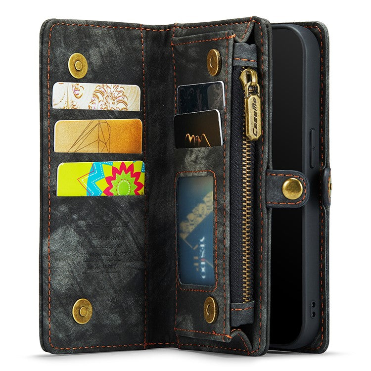 CASEME 008 Series Protective Cover for iPhone XR 6.1 inch, 2-in-1 Multi-slot Wallet Vintage PU Leather Cas
