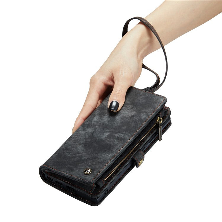 CASEME 008 Series Protective Cover for iPhone XR 6.1 inch, 2-in-1 Multi-slot Wallet Vintage PU Leather Cas