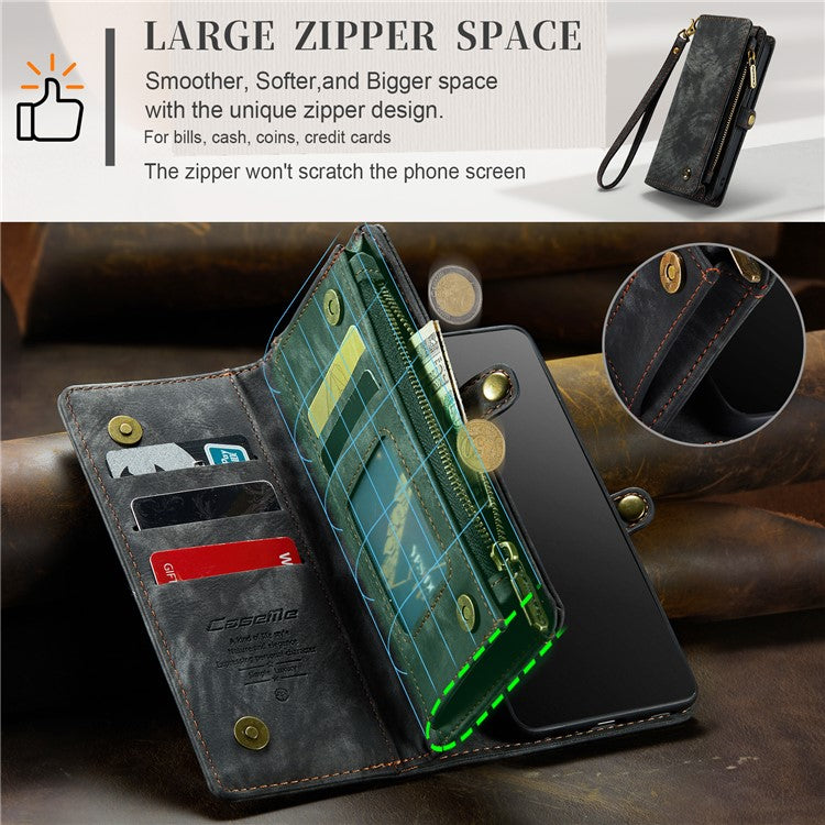 CASEME 008 Series Protective Cover for iPhone XR 6.1 inch, 2-in-1 Multi-slot Wallet Vintage PU Leather Cas