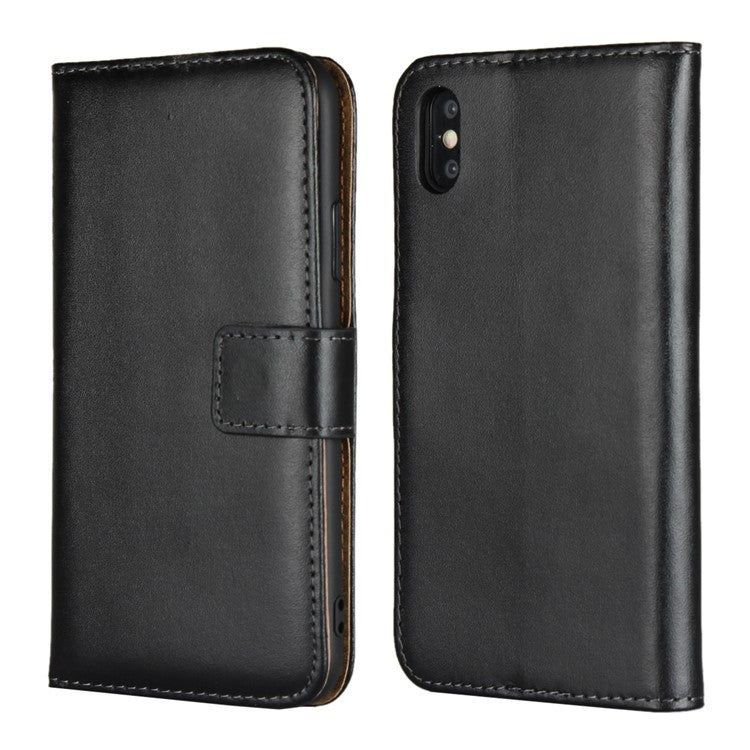 For iPhone XS 5.8 inch Genuine Split Leather Stand Wallet Flip Case
