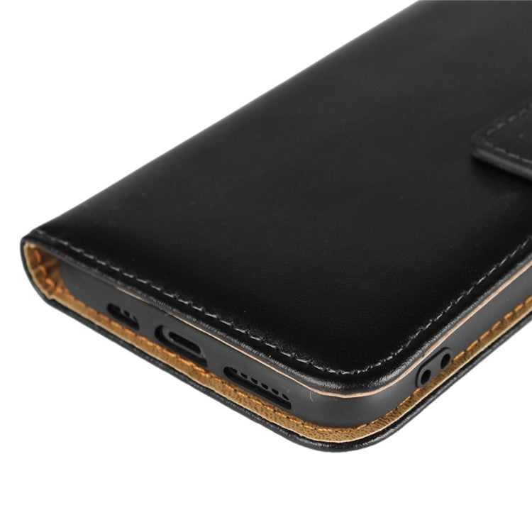 For iPhone XS 5.8 inch Genuine Split Leather Stand Wallet Flip Case