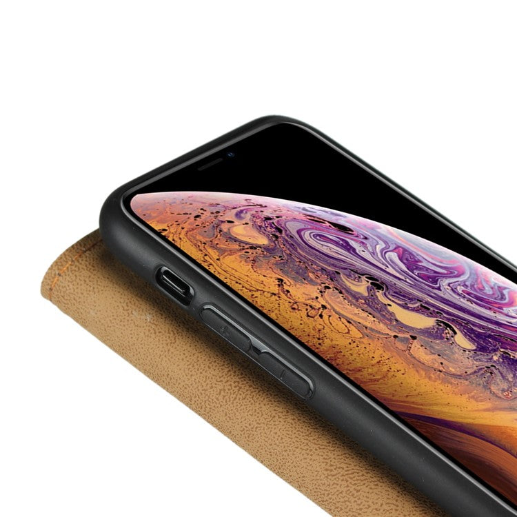 For iPhone XS 5.8 inch Genuine Split Leather Stand Wallet Flip Case
