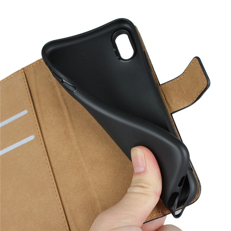 For iPhone XS 5.8 inch Genuine Split Leather Stand Wallet Flip Case