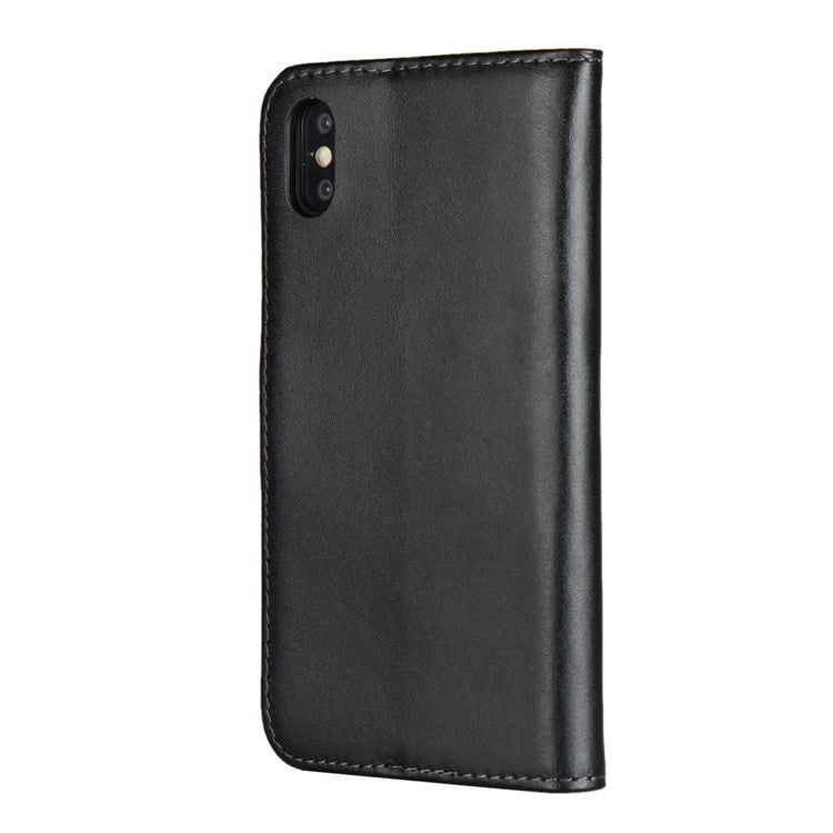 For iPhone XS 5.8 inch Genuine Split Leather Stand Wallet Flip Case