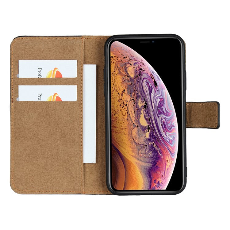 For iPhone XS 5.8 inch Genuine Split Leather Stand Wallet Flip Case