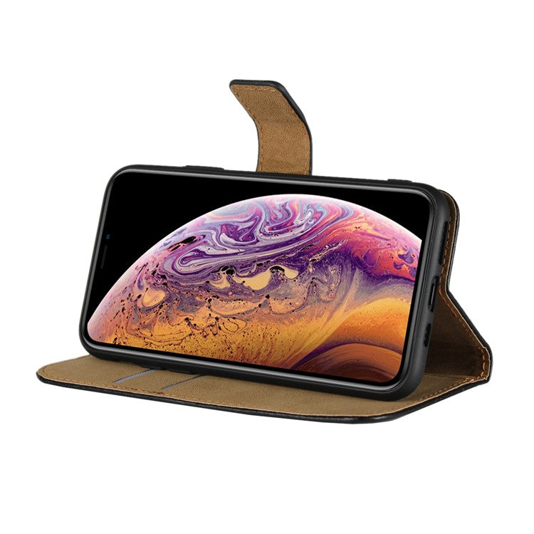 For iPhone XS 5.8 inch Genuine Split Leather Stand Wallet Flip Case