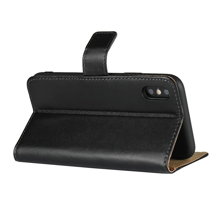 For iPhone XS 5.8 inch Genuine Split Leather Stand Wallet Flip Case