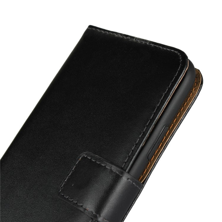 For iPhone XS 5.8 inch Genuine Split Leather Stand Wallet Flip Case