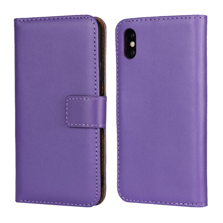 For iPhone XS 5.8 inch Genuine Split Leather Stand Wallet Flip Case