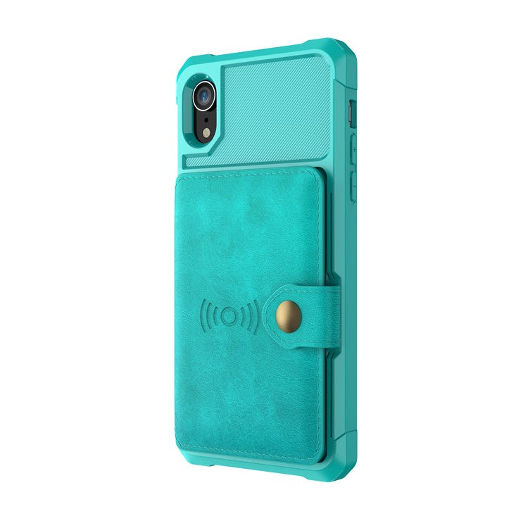 Leather Coated TPU Wallet Kickstand Shell with Built-in Magnetic Sheet for iPhone XR 6.1 inc