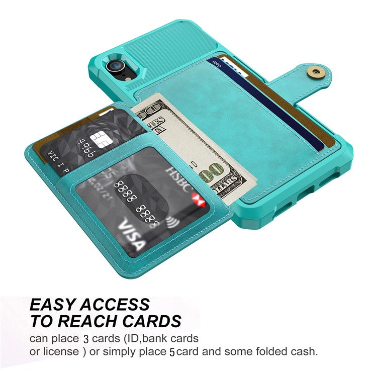 Leather Coated TPU Wallet Kickstand Shell with Built-in Magnetic Sheet for iPhone XR 6.1 inc