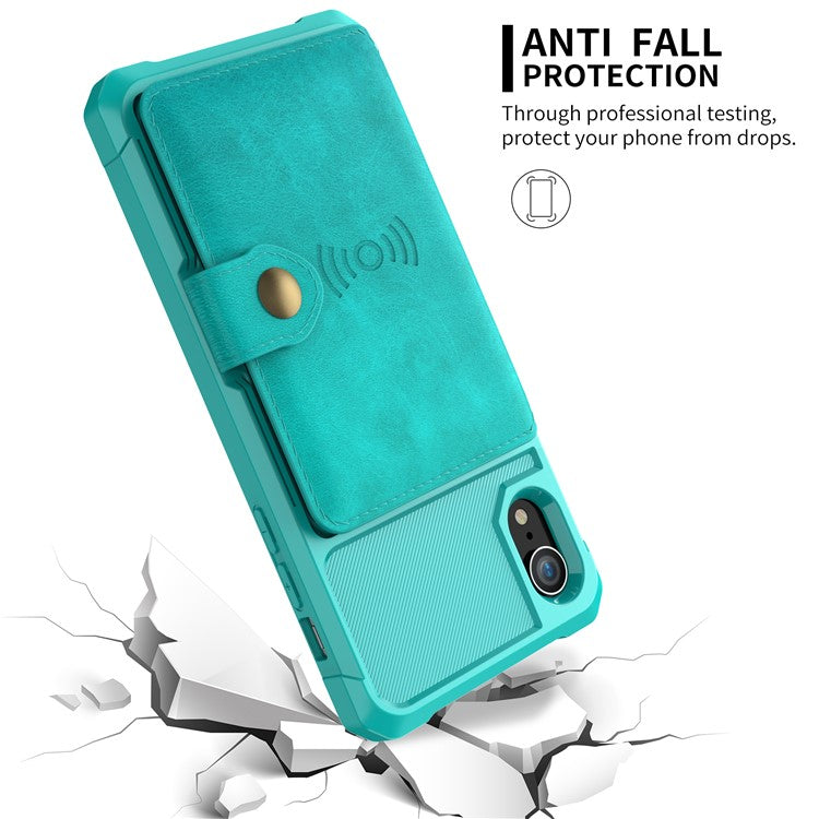 Leather Coated TPU Wallet Kickstand Shell with Built-in Magnetic Sheet for iPhone XR 6.1 inc