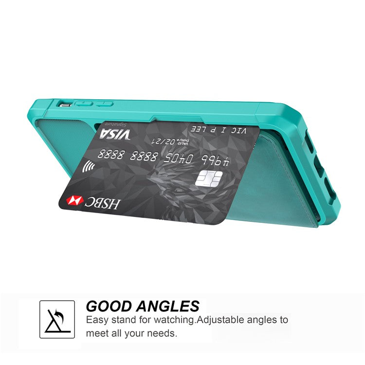 Leather Coated TPU Wallet Kickstand Shell with Built-in Magnetic Sheet for iPhone XR 6.1 inc