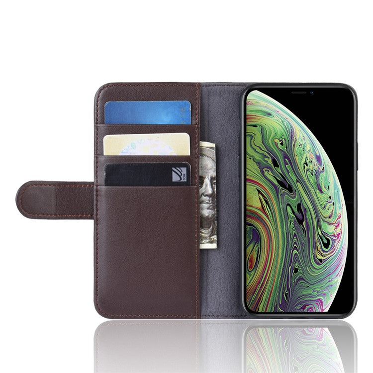 För iPhone 11 Pro Telefonfodral Äkta Split Läder Plånbok Mobilfodral Stativ
