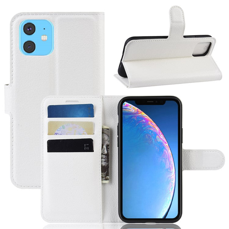 Litchi Skin Leather Wallet Stand Case for iPhone 11 6.1 inch (2019) with Soft TPU Inner Cas