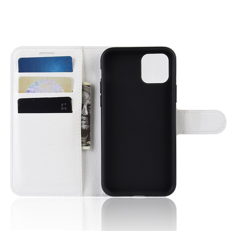 Litchi Skin Leather Wallet Stand Case for iPhone 11 6.1 inch (2019) with Soft TPU Inner Cas