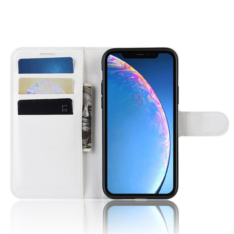 Litchi Skin Leather Wallet Stand Case for iPhone 11 6.1 inch (2019) with Soft TPU Inner Cas
