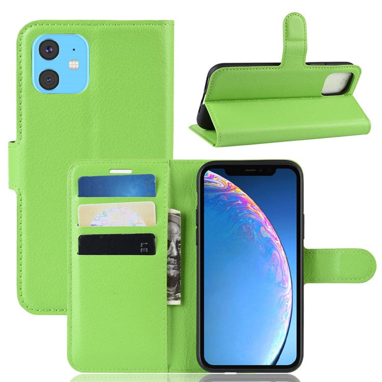 Litchi Skin Leather Wallet Stand Case for iPhone 11 6.1 inch (2019) with Soft TPU Inner Cas