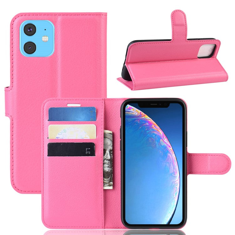 Litchi Skin Leather Wallet Stand Case for iPhone 11 6.1 inch (2019) with Soft TPU Inner Cas