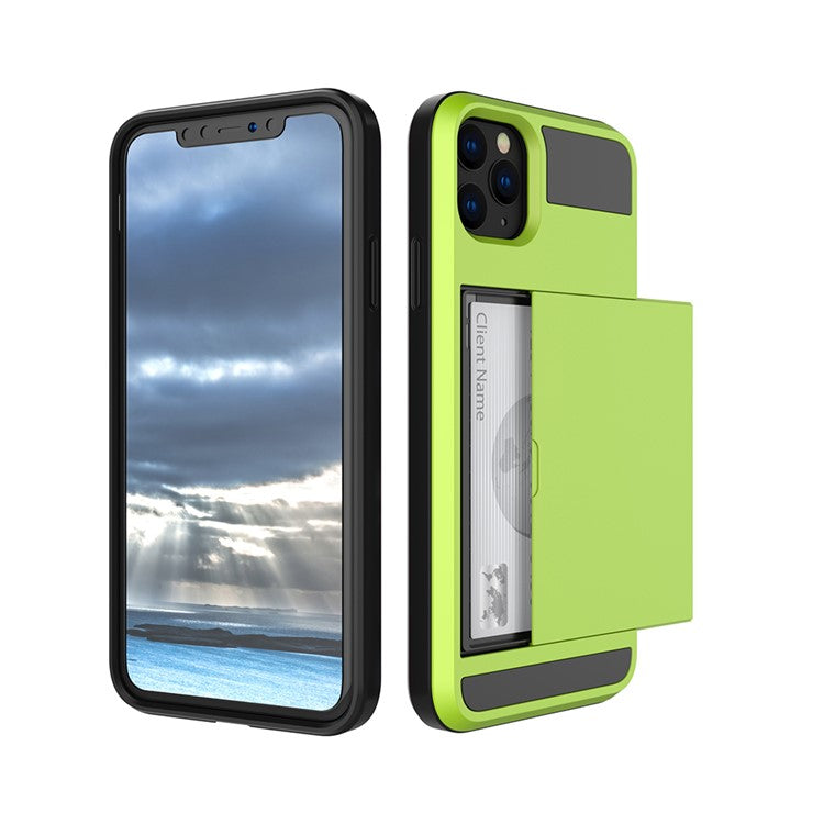 For iPhone 11 6.1 inch (2019) Slide Card Holder PC + TPU Hybrid Mobile Phone Casin