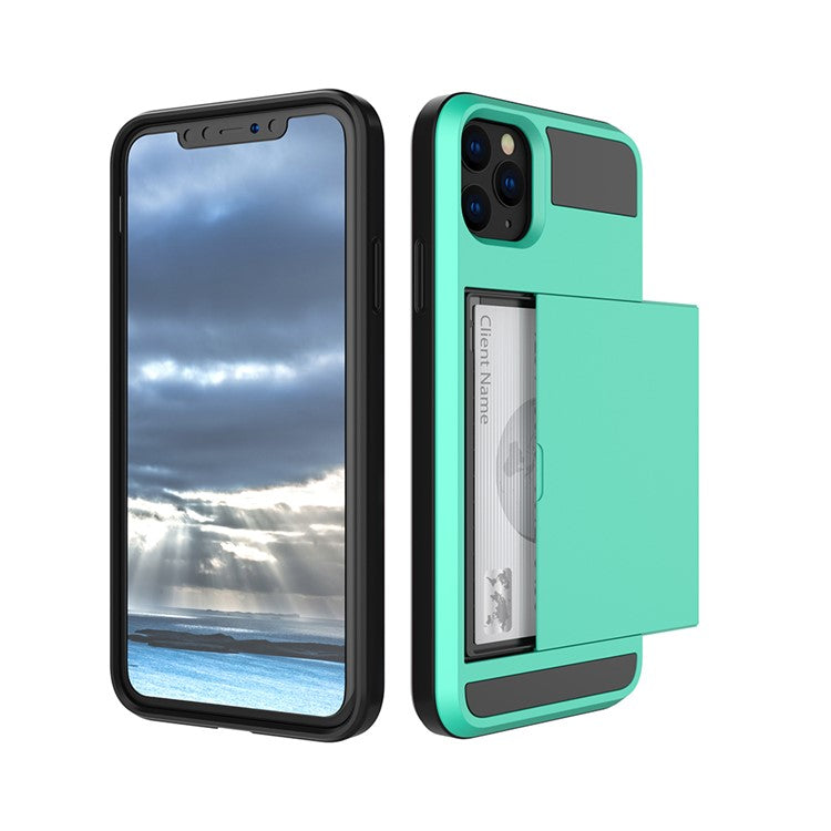 For iPhone 11 6.1 inch (2019) Slide Card Holder PC + TPU Hybrid Mobile Phone Casin