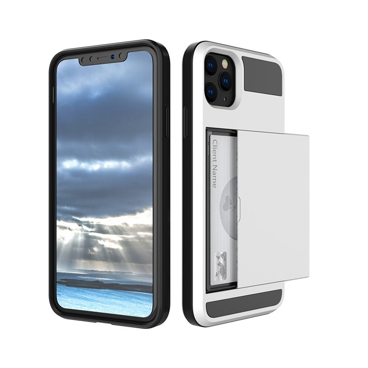 For iPhone 11 6.1 inch (2019) Slide Card Holder PC + TPU Hybrid Mobile Phone Casin