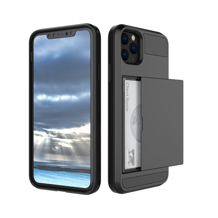 For iPhone 11 6.1 inch (2019) Slide Card Holder PC + TPU Hybrid Mobile Phone Casin