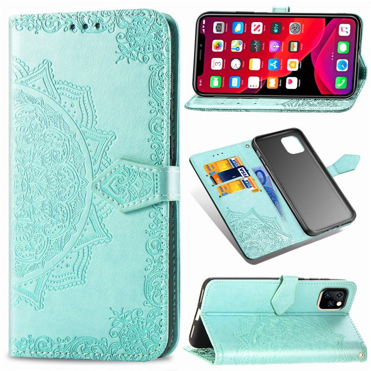 Embossed Mandala Flower Leather Wallet Stand Case for iPhone 11 6.1 inch (2019