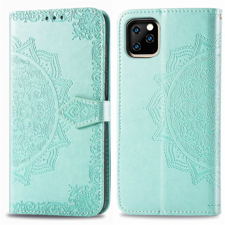 Embossed Mandala Flower Leather Wallet Stand Case for iPhone 11 6.1 inch (2019