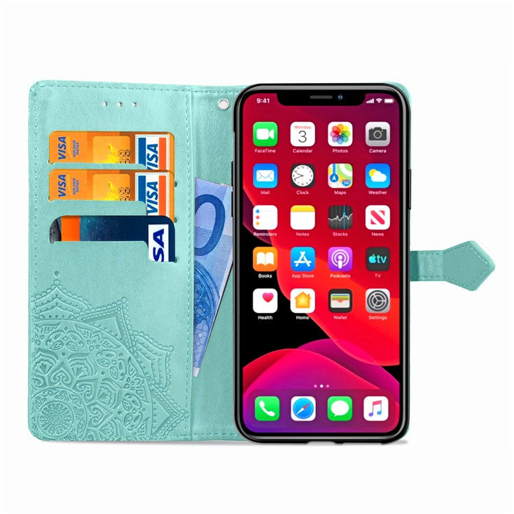 Embossed Mandala Flower Leather Wallet Stand Case for iPhone 11 6.1 inch (2019