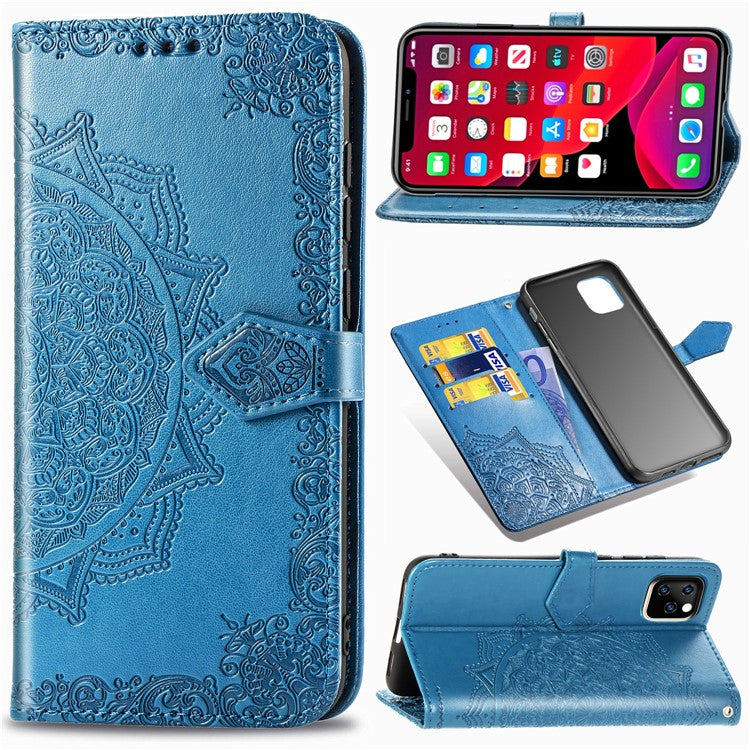 Embossed Mandala Flower Leather Wallet Stand Case for iPhone 11 6.1 inch (2019