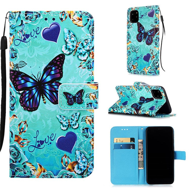 Mönsterutskrift PU Läder Flip Stand Fodral för iPhone 11 Pro Max 6,5 tum