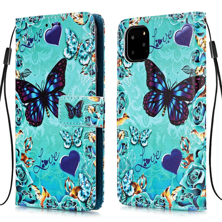 Mönsterutskrift PU Läder Flip Stand Fodral för iPhone 11 Pro Max 6,5 tum