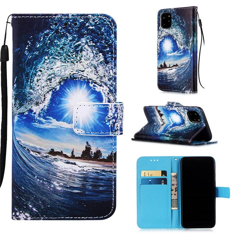 Mönsterutskrift PU Läder Flip Stand Fodral för iPhone 11 Pro Max 6,5 tum